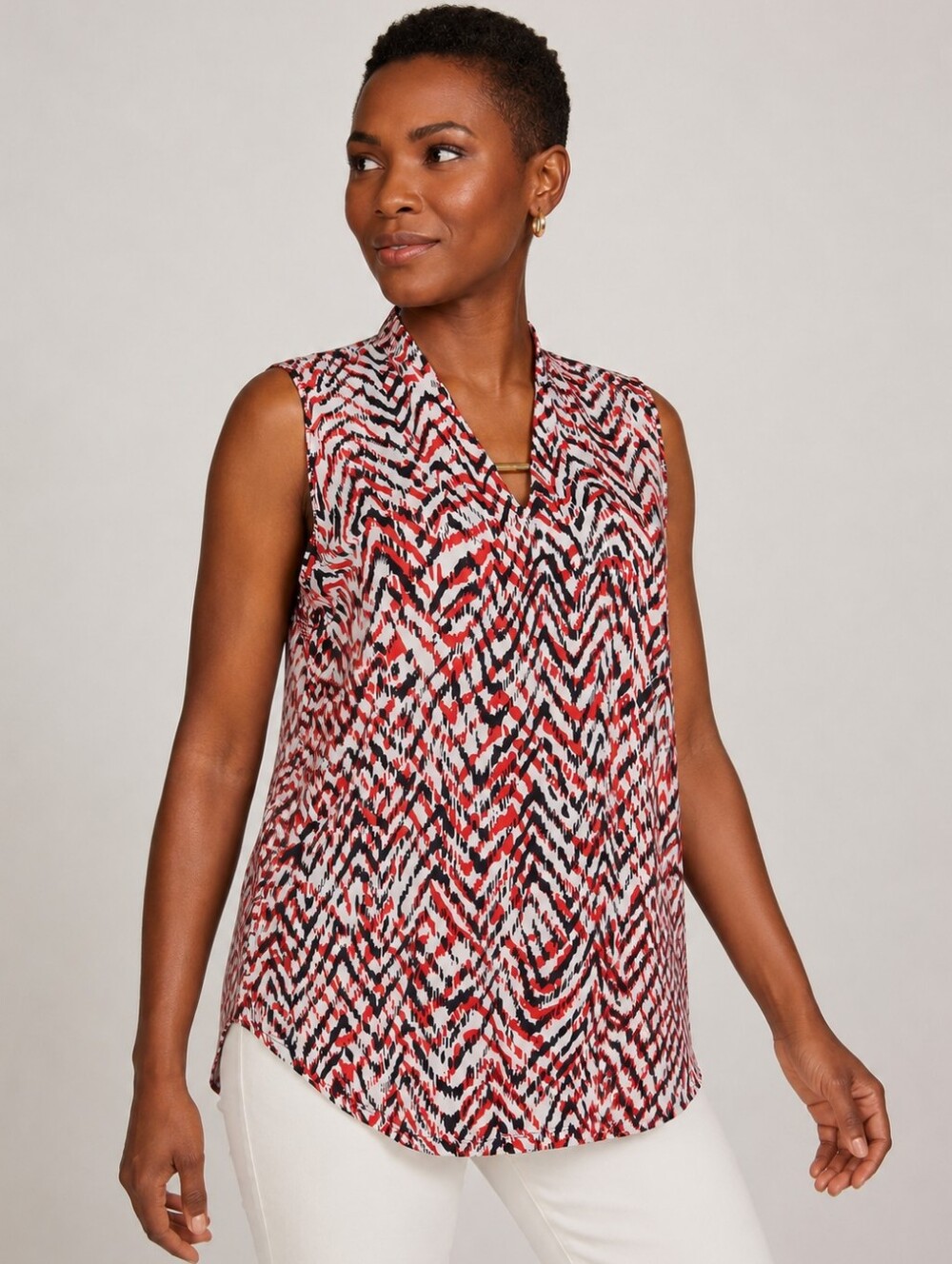 Women's Abstract Print Tunic Sleeveless Blouse Size XL Casual Wrinkle Free